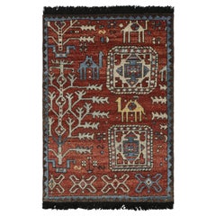 Rug & Kilim's Caucasian Tribal Rug in Red with Camel Pictorials (tapis tribal caucasien en rouge avec pictogrammes de chameaux) 