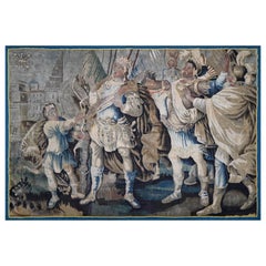 French Aubusson Tapestry 17th century "Warlike scene" - 212x282 - N° 1362