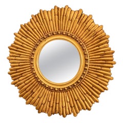 Vintage Neoclassical Revival Gilt Wood Starburst Mirror
