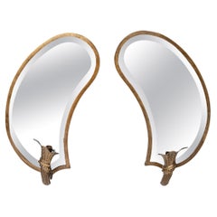 Vintage Bronze mirror-candle wall sconces attributed to Maison Jansen. Argentina, c.1950