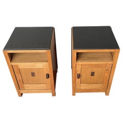 Great Pair of Oak & Coromandel Dutch Arts & Crafts Bedside Tables / Night Stands