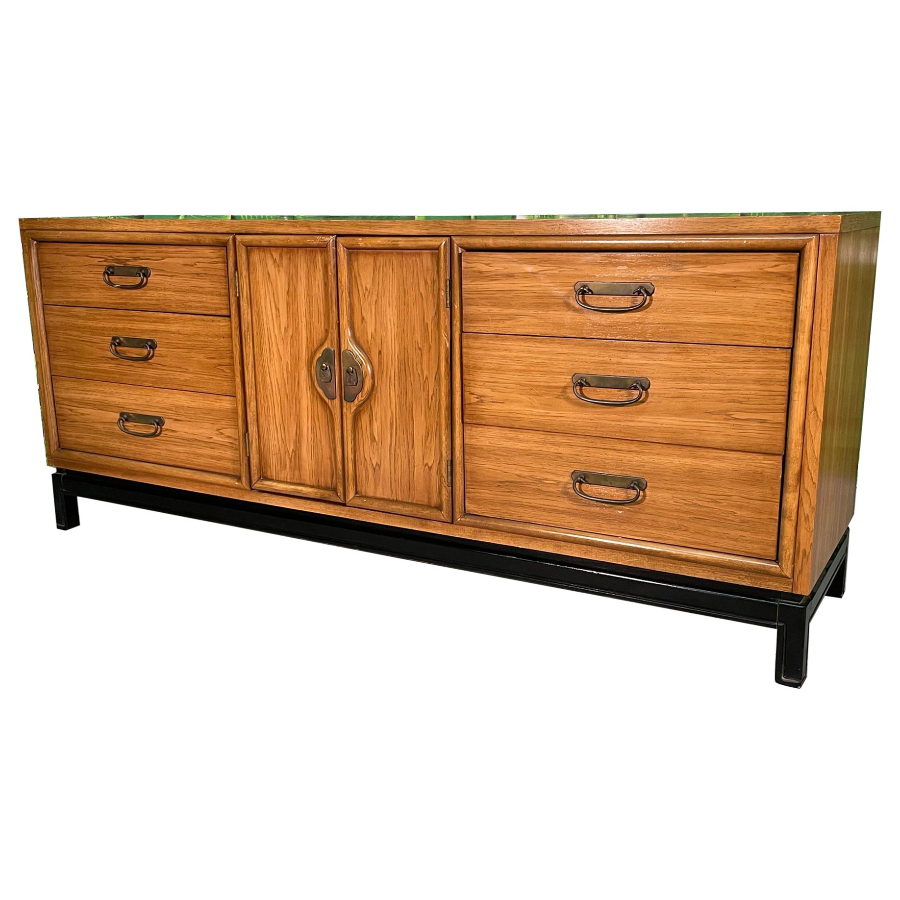 Mid Century Two Toned Legged Dresser or Sideboard For Sale
