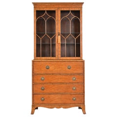 Baker Furniture Georgian Mahogany Breakfront Bookcase With Secretary Desk