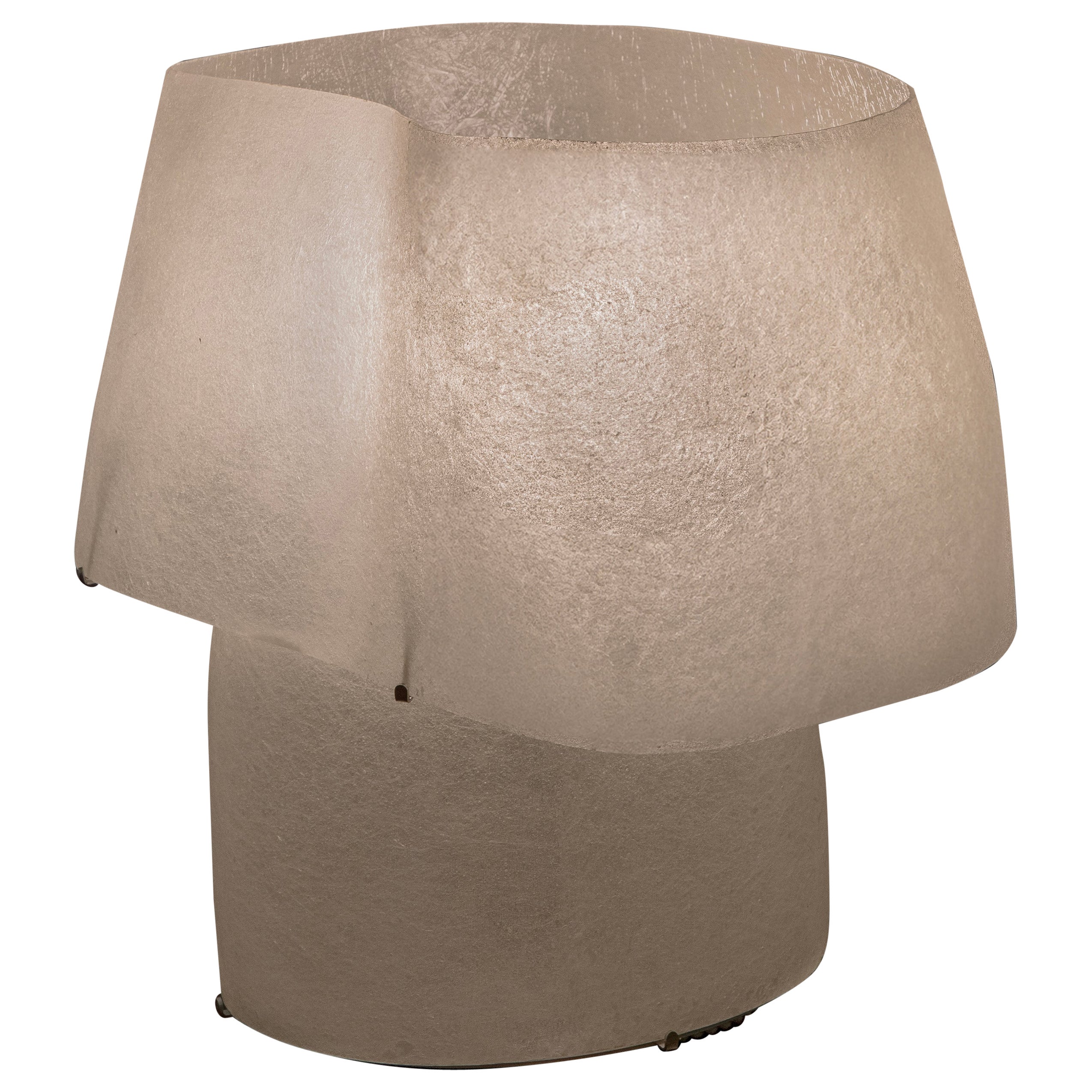 Lampe "Mush" Glasfaserschirm und Gestell aus poliertem Edelstahl