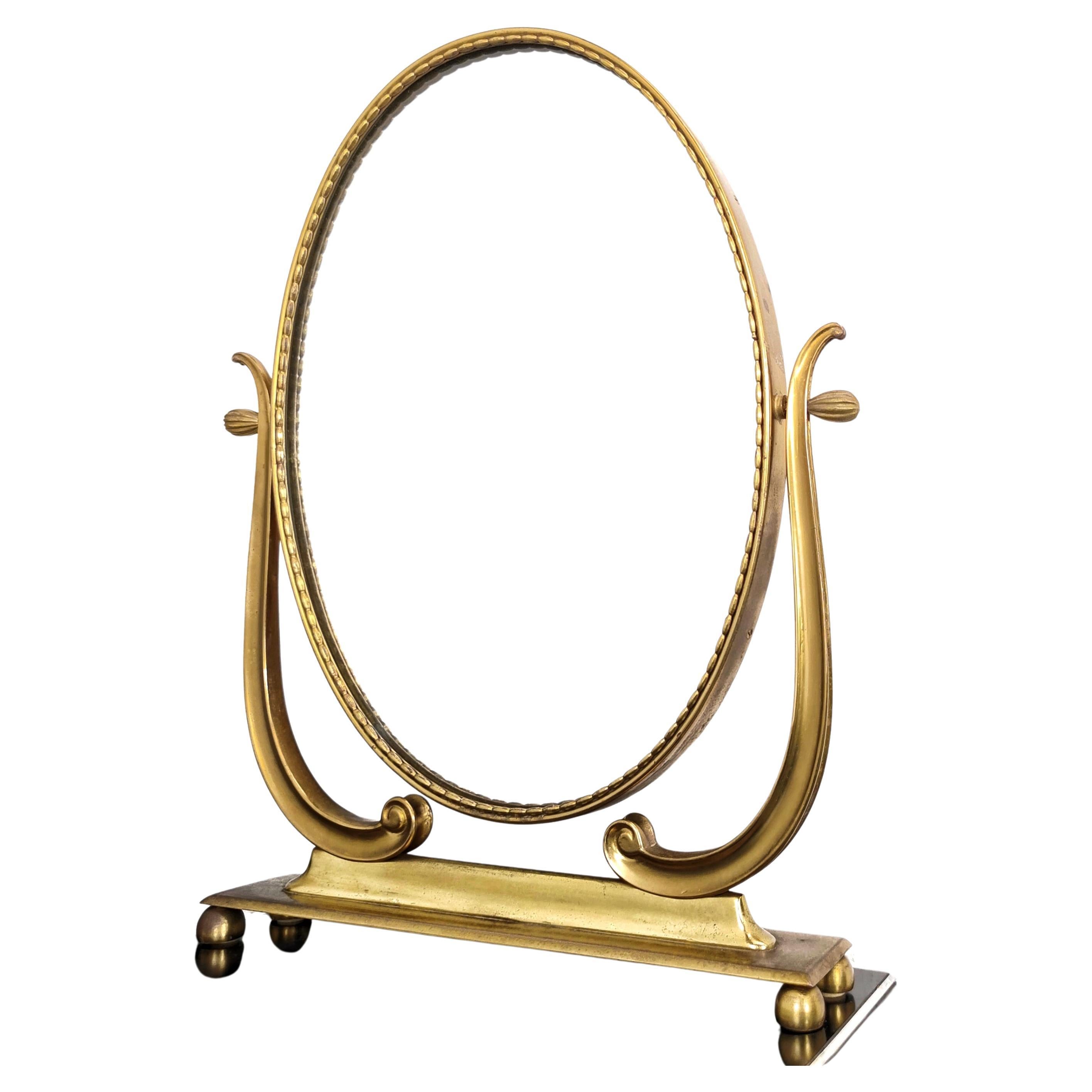 40s /50s Brass Table Mirror For Sale