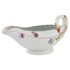 Worcester Porcelain Sauce Boat with Cos Moulding c1752