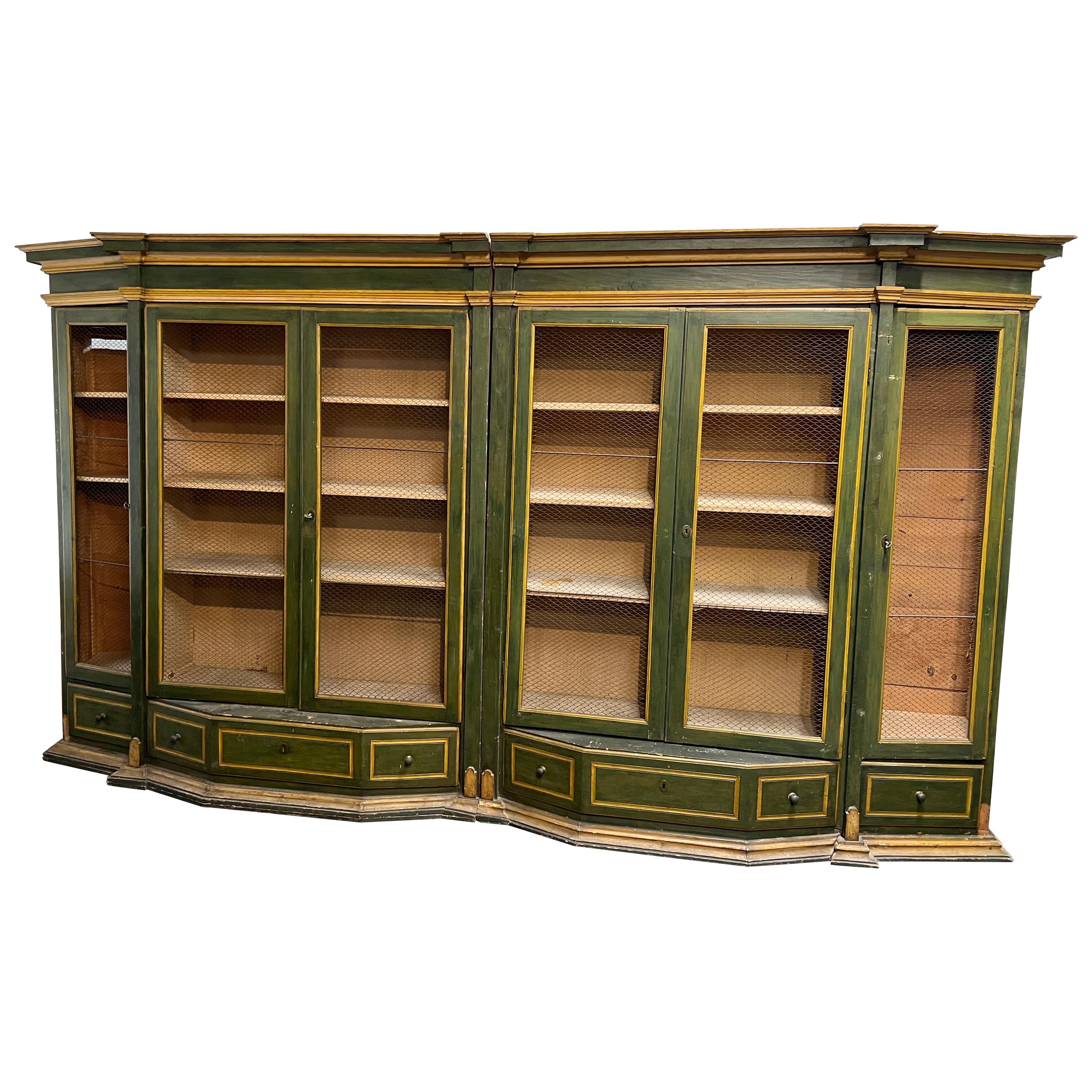 18th Century Louis XV Gold Leaf and Lacquered Bookcase Italy 1700 For Sale