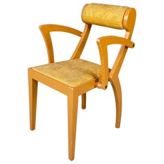 Italian modern yellow fabric and wooden chair by Bros/s, 1980s
