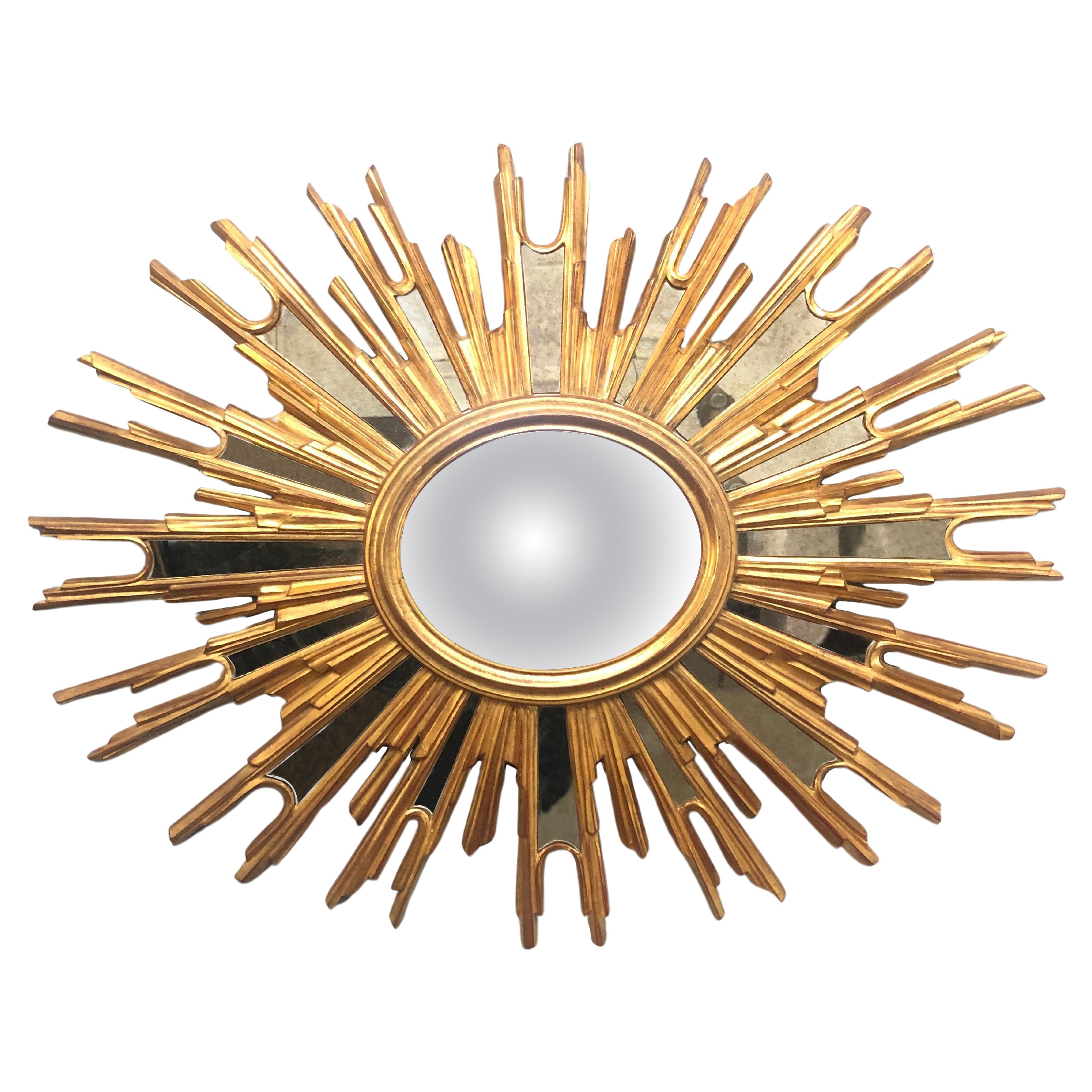 A Large Vintage Sunburst Mirror From Ateliers Armand Dutry Of Belgium  For Sale