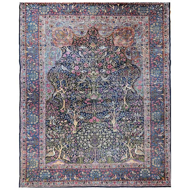 Vintage Persian Kerman Lavar “Tree of Life” For Sale at 1stDibs