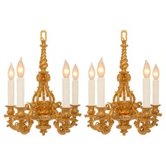 Pair Of French 19th Century Belle Epoque Period Ormolu Chandeliers