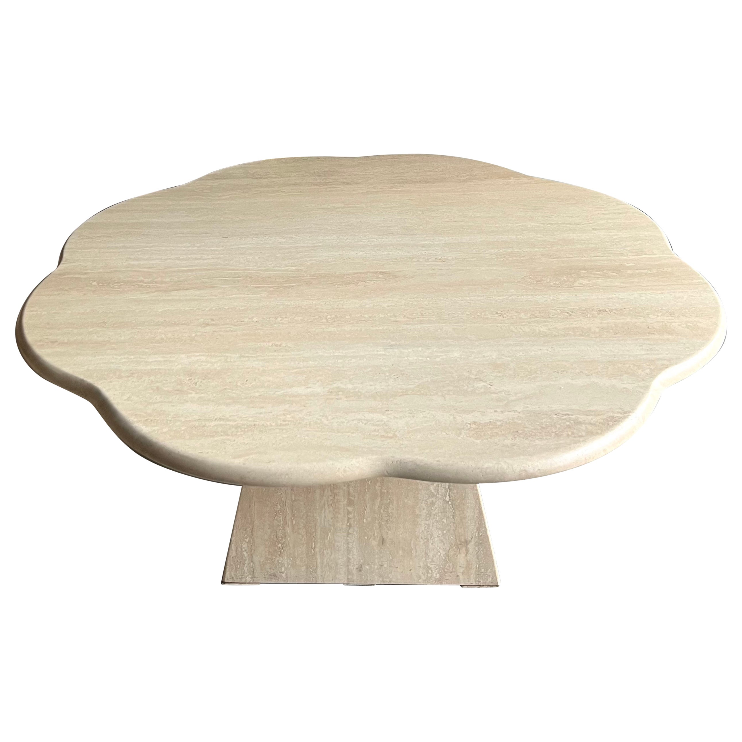 Flower Travertine Coffee Table  For Sale