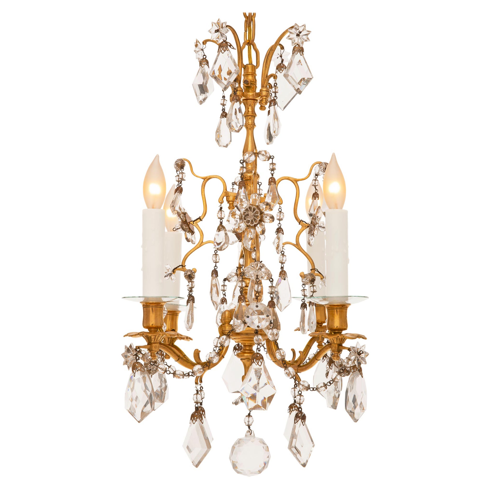 French 19th Century Louis XV/XVI St. Ormolu And Crystal Chandelier