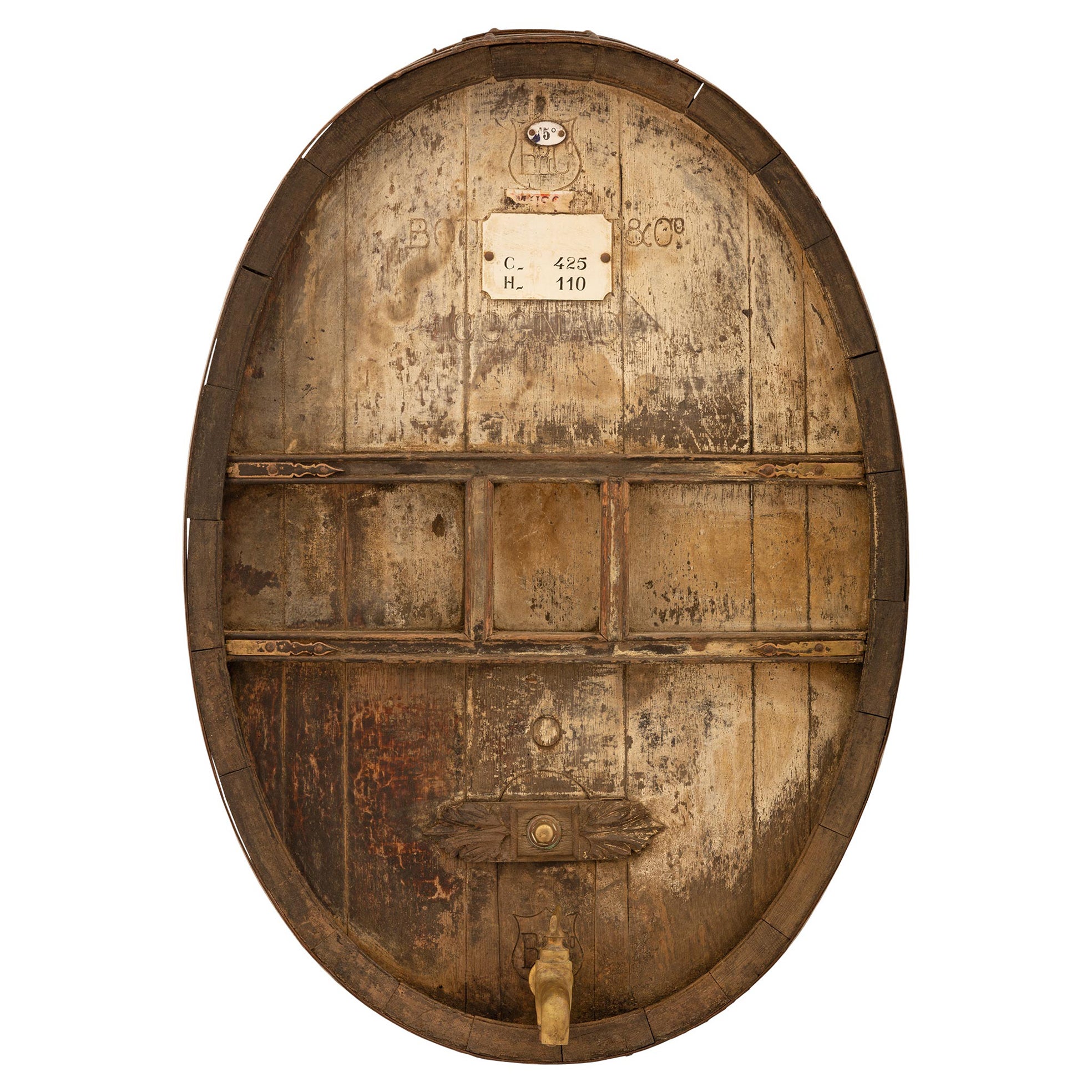 Cognac/Wein-Eiche Barrel-Wandschmuck aus dem 19. Jahrhundert
