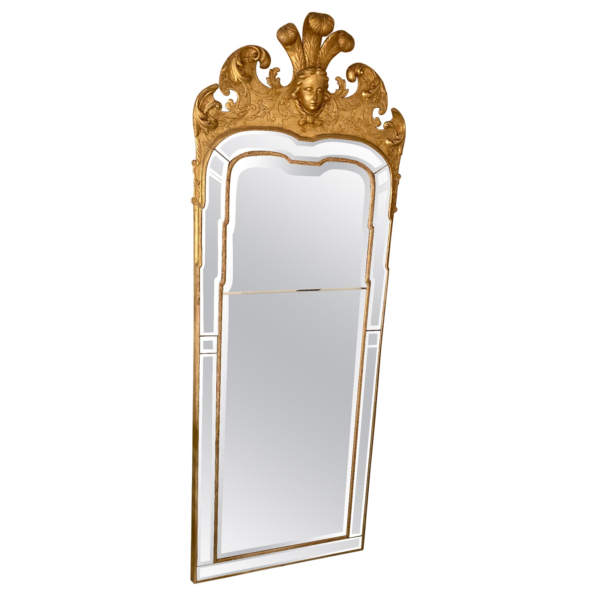 French Napoleon III Gilt Floor Mirror For Sale