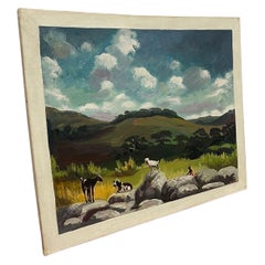 Vintage Signed Textured Painting on CanvasTitled “ the Goat Herder “