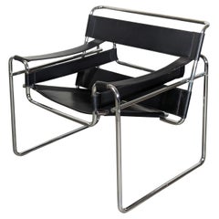 Mid Century Modern Chrome and Leather B3 'Wassily' Lounge Chair by Marcel Breuer