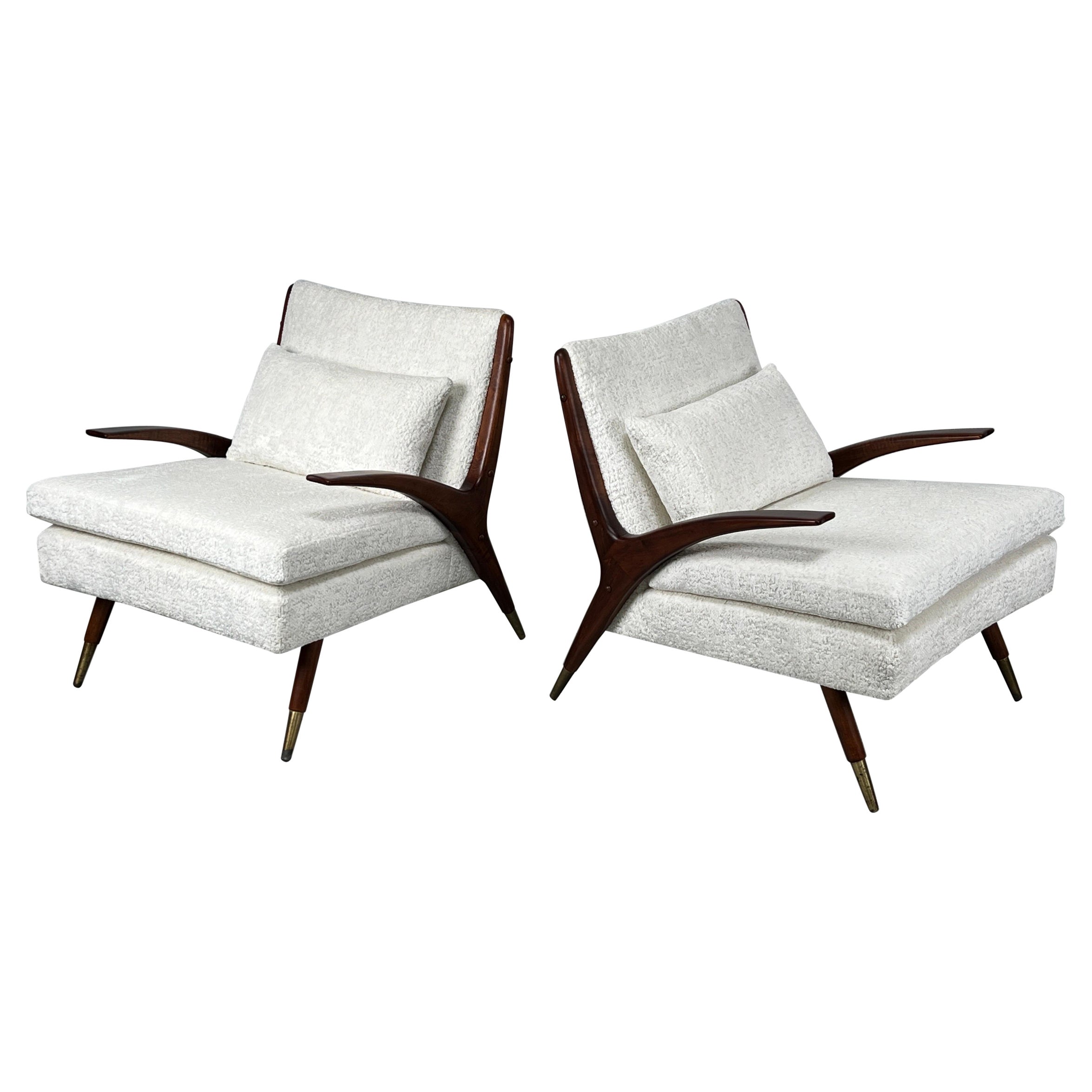 Pair of Lounge Chairs by Karpen of California For Sale