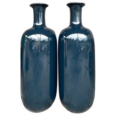 Retro Coastal Lacquered Bamboo Ming Floor Vases - a Pair