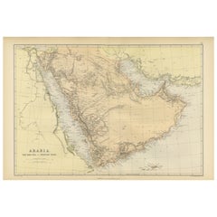 Original 1882 Map of Arabia, Red Sea & Persian Gulf