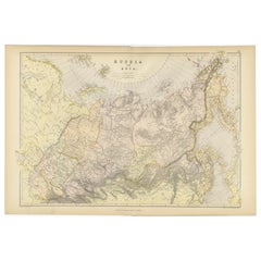 Detaillierte antike Kartographie des asiatischen Russlands, 1882