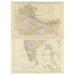 Antique Cartographic Elegance: The British Raj's India, 1882 Atlas by Blackie and Son