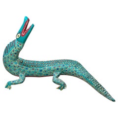 Traditional Oaxaca Folk Art Aligator Alebrije Wood Carving