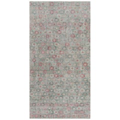 Retro Zeki Müren Rug in Teal with Colorful Floral Patterns, from Rug & Kilim