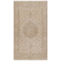 Vintage Zeki Müren Teppich in braun-beige mit Blumenmustern, von Rug & Kilim