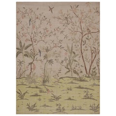 Rug & Kilim's Distressed Contemporary Pictorial Rug in Beige-Brown and Green (tapis pictural contemporain vieilli en beige, marron et vert)