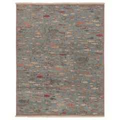 Rug & Kilim’s Pictorial Art Rug in Blue with Fish Illustrations