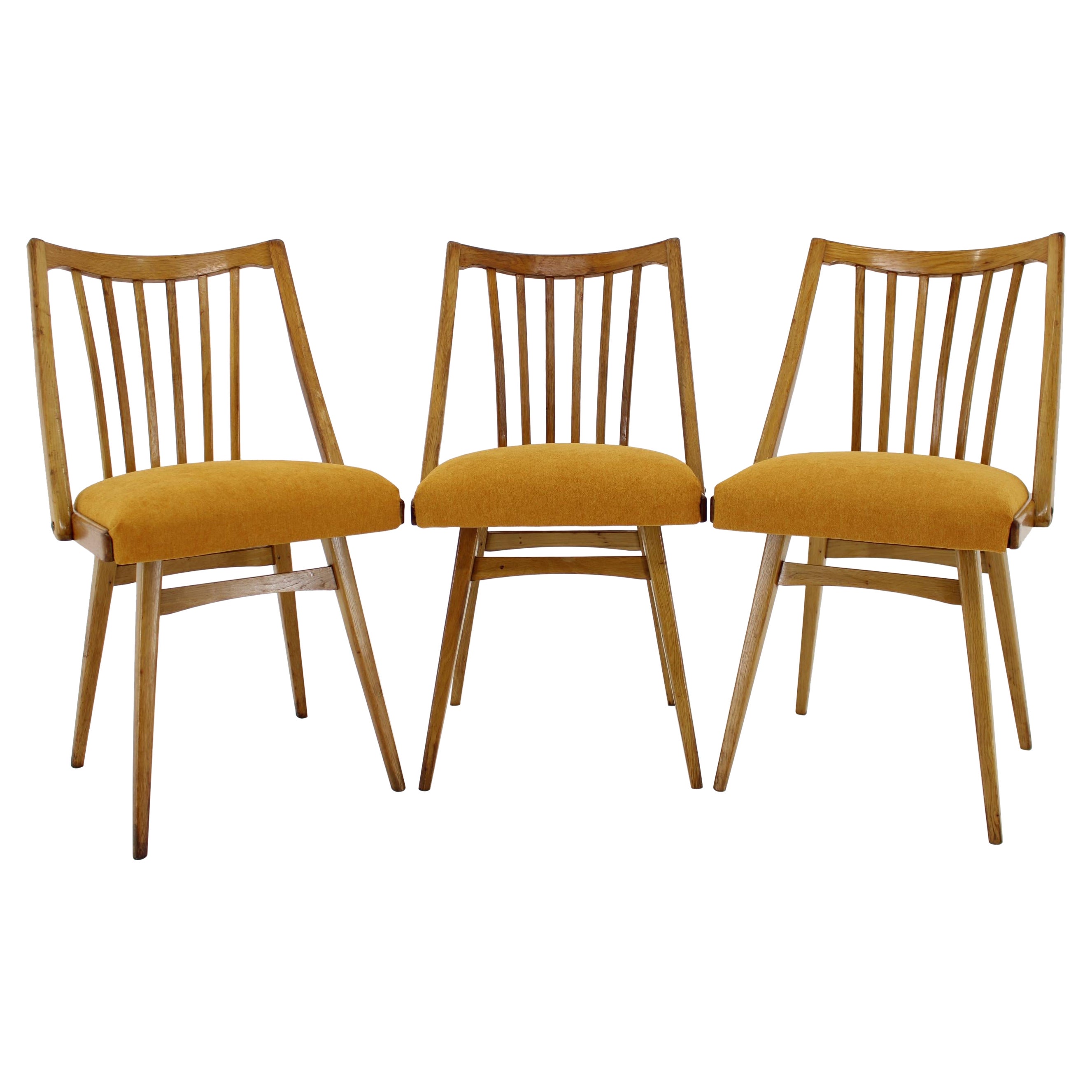 1960s Antonin Suman Oak Chair, Set of Three  For Sale