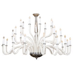 Large White Glass 32-Light Chandelier