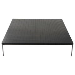 2013 Poltrona Frau Geometrie Coffee Table in Ebonized Wood with Steel Base 62 in