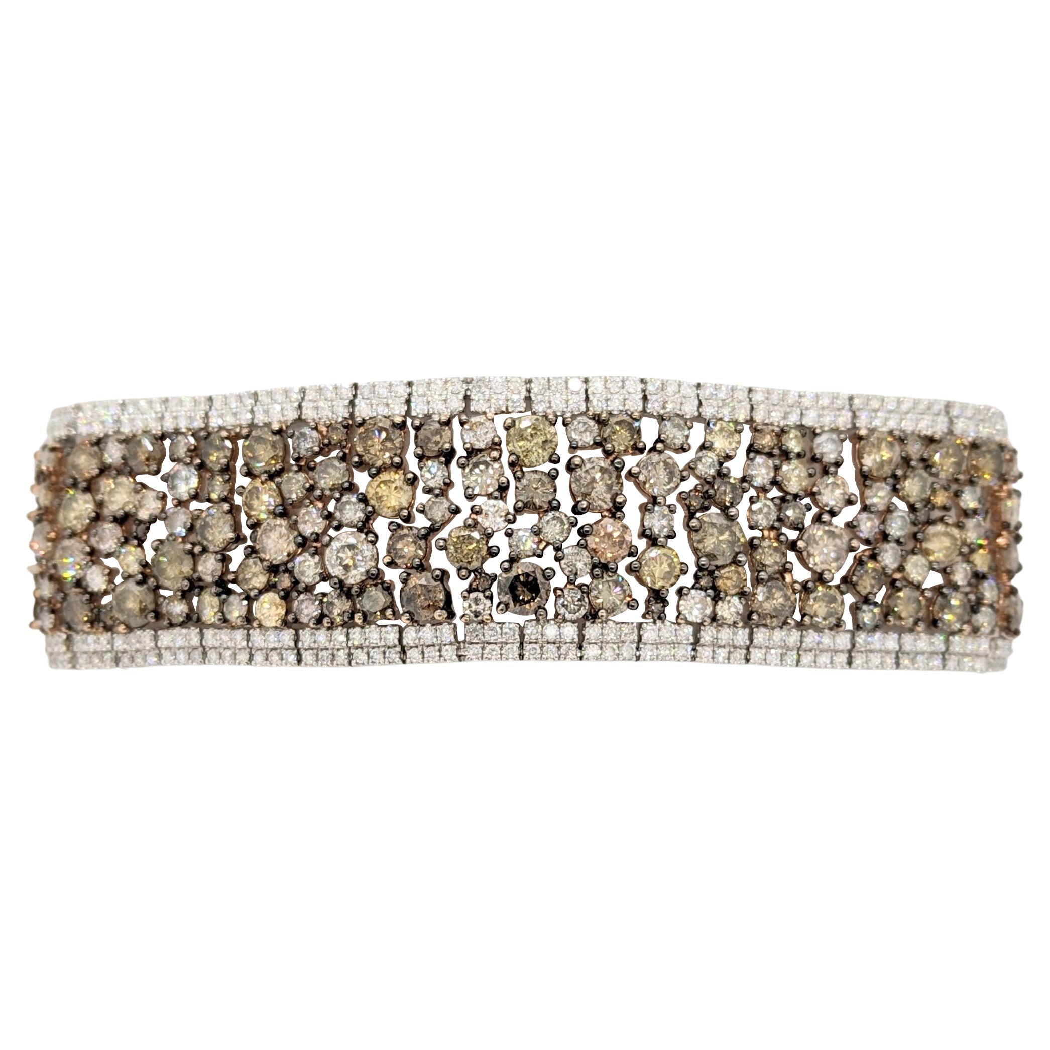 Fancy Color and White Diamond Bracelet in 14K Two Tone Gold