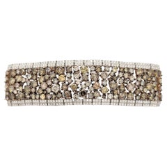 Bracelet de diamants blancs et de couleur fantaisie en or bicolore 14K