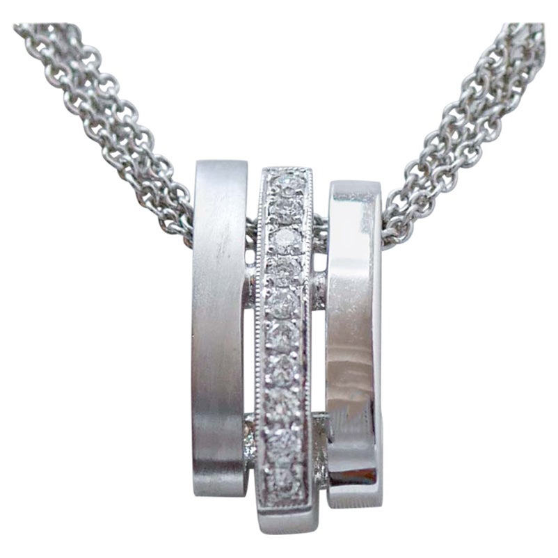 Diamanten, Anhänger-Halskette aus 18 Karat Weißgold.