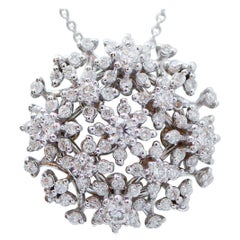 Collier pendentif en or blanc 18 carats, diamants