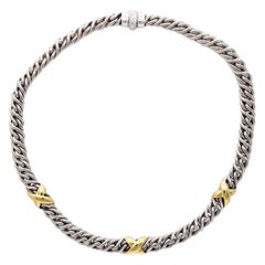 David Yurman Sterling Silver 18K Yellow Gold Lyrica X Wheat Chain Necklace