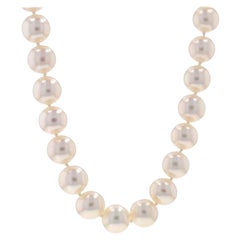 White Gold Cultured Pearl Knotted Strand Necklace 17 3/4" - 14k