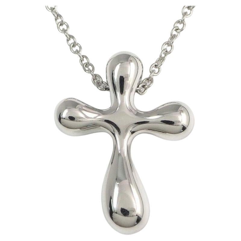 TIFFANY & Co. Elsa Peretti Platinum Cross Pendant Necklace For Sale