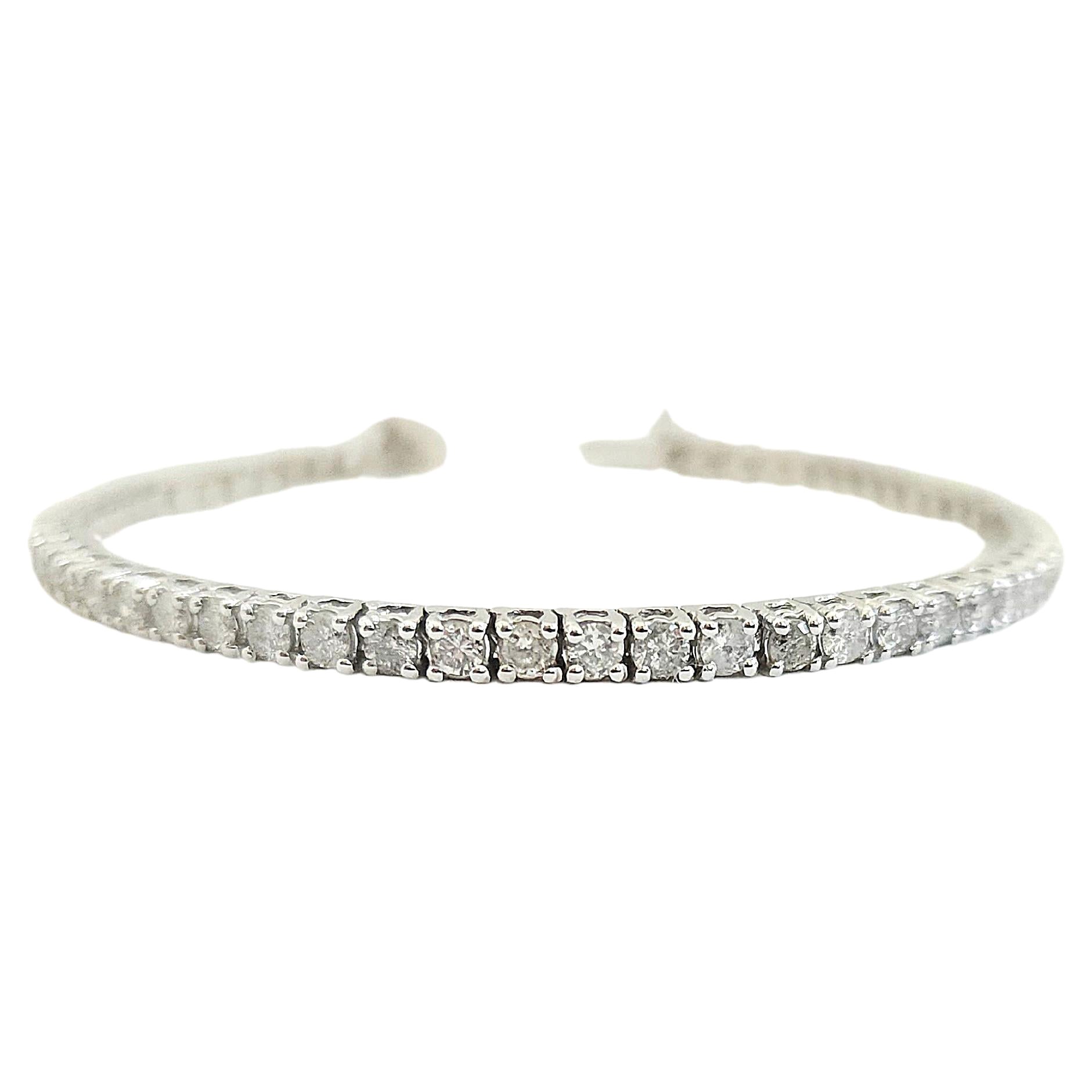 3.55 Carat Round Brilliant Cut Diamond Tennis Bracelet 14 Karat White Gold