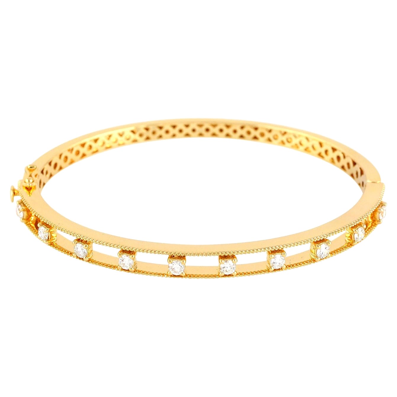 18K Yellow Gold Bangle With Diamonds For Sale