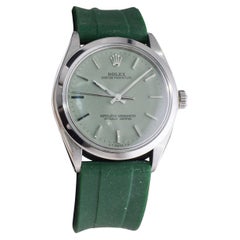Rolex Stainless Steel Oyster Perpetual With Custom Sage Green Dial circa, 1980's