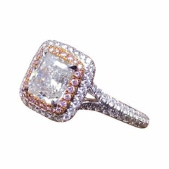 A MORCHA 1.3ct Cushion Diamond Ring set with Fancy Pink Diamonds 

