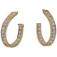 Van Cleef & Arpels Diamond 18K Yellow Gold Inside-Out Hoop Earrings