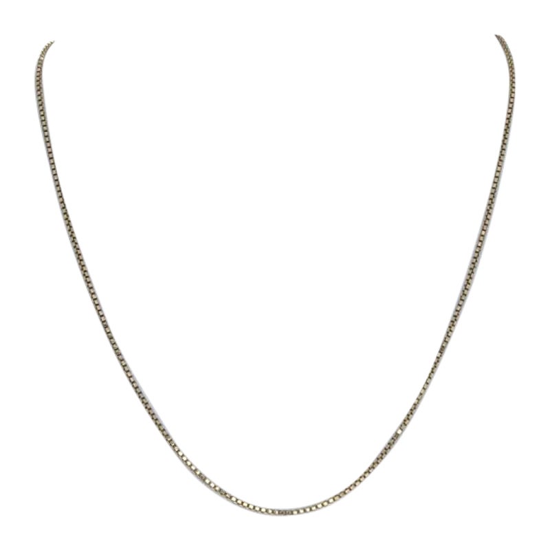 Yellow Gold Box Chain Necklace 16" - 14k Spain For Sale