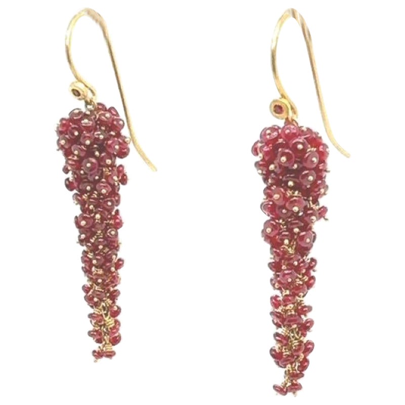 David Tishbi 22K Ruby Beads Drop Earrings For Sale