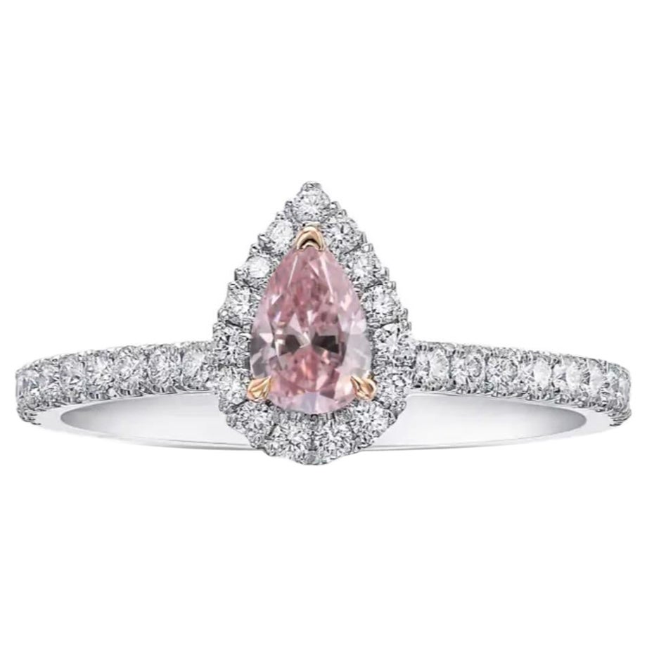 Ausgefallener intensiver Pink Diamond 18K Gold Ring im Angebot