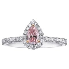 Bague en or 18K avec diamant rose intense de fantaisie